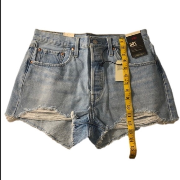 Levi's Blue Jean Shorts with Distressed Details - Picture 2 of 4